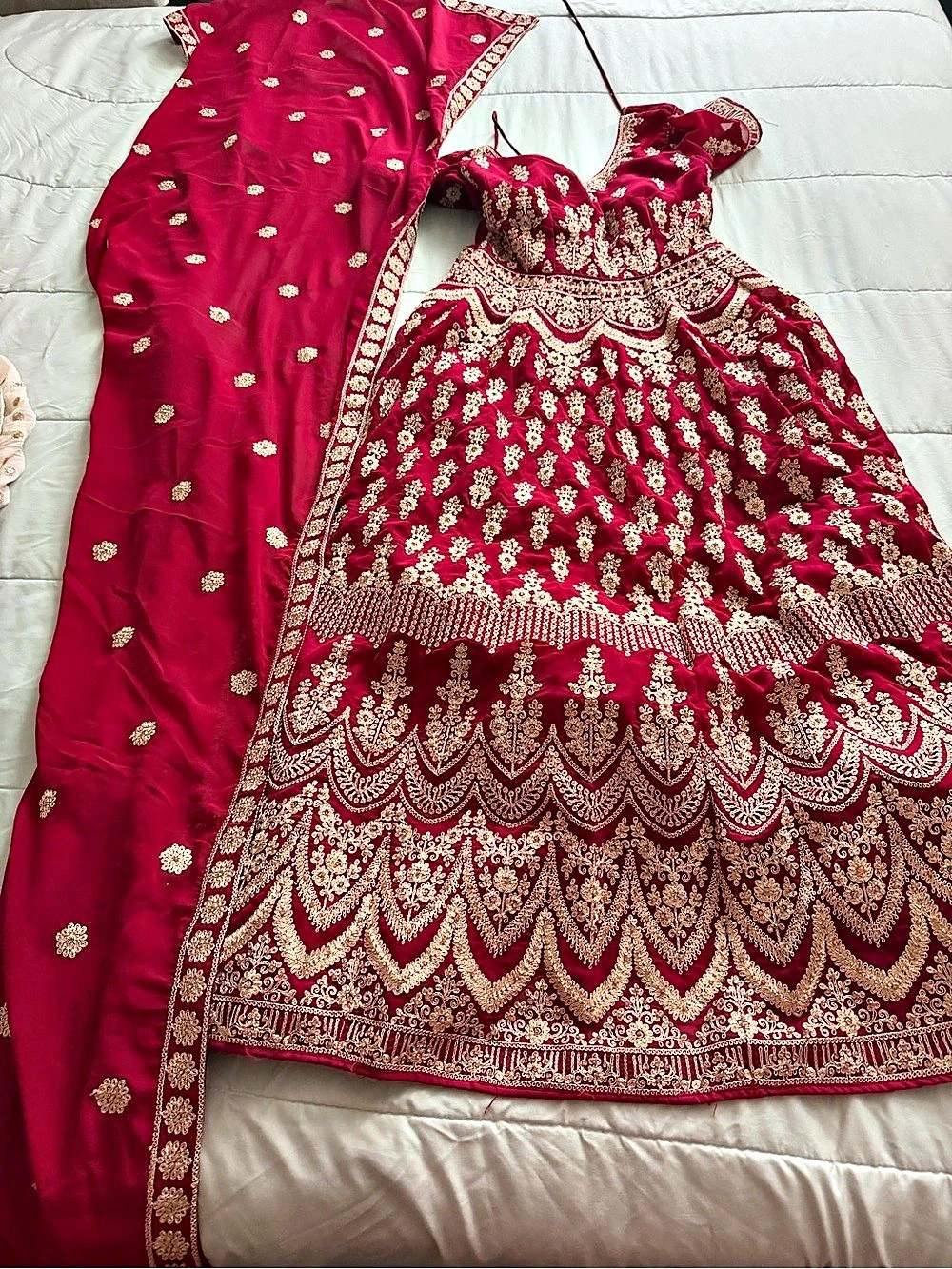Embroidered Lehenga in Red & Gold Like New